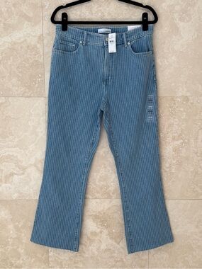 LOFT The Kick Crop High Rise Pinstripe Jeans (Size 29/8) NWT